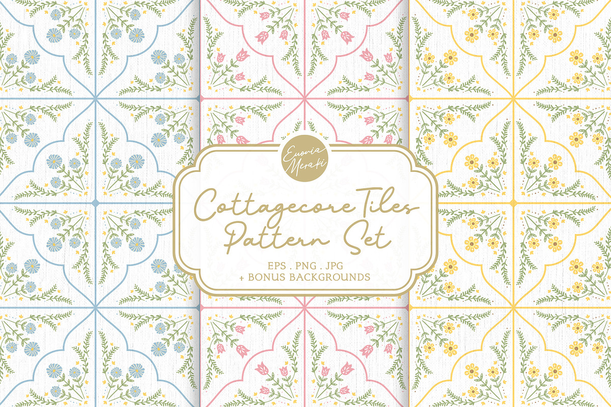 Cottagecore Tiles Pattern Set, a Pattern Graphic by Euonia Meraki (Photo 1 of 10)