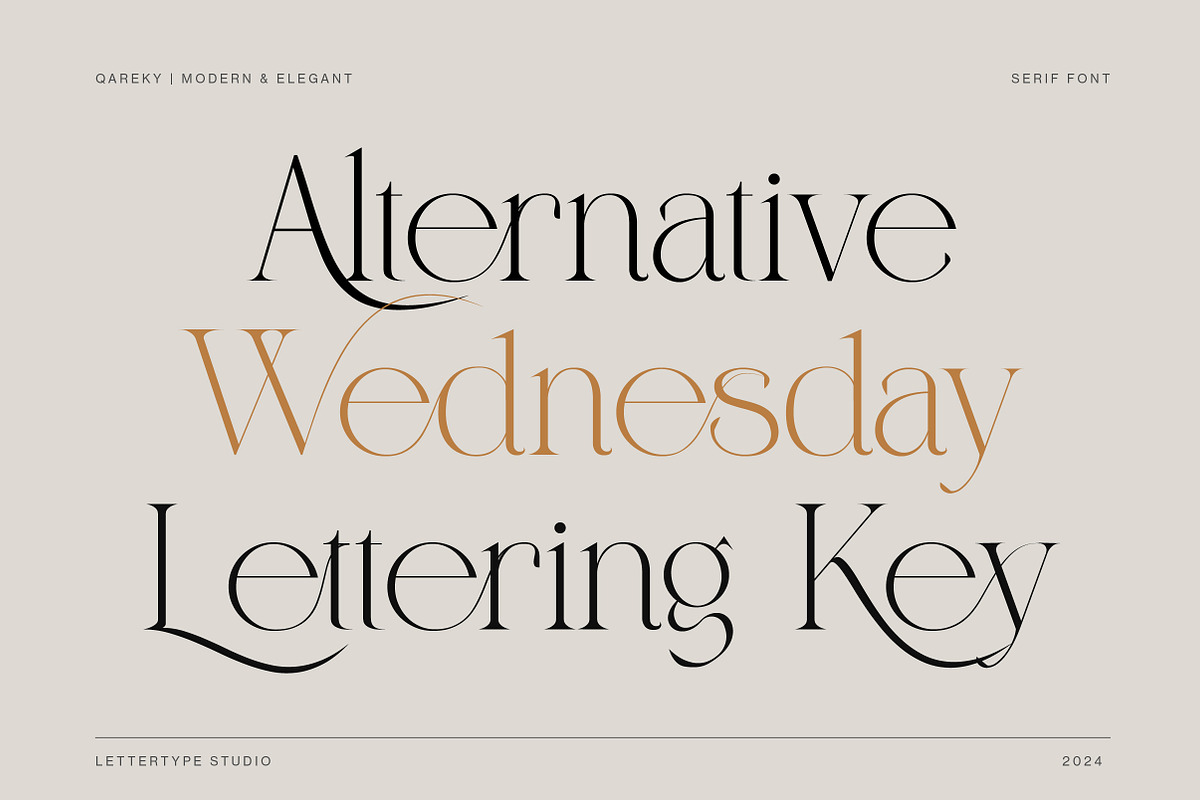 Qareky a Modern & Elegant Serif, a Serif Font by Lettertype Studio (Photo 4 of 20)