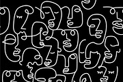 Outline hand drawn faces pattern eps, a Background Graphic by Mary P (Thumbnail 2 of 3)