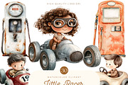 Watercolor Little Racer Clipart, a Person Illustration by SparkyDesignsUS (Thumbnail 1 of 9)