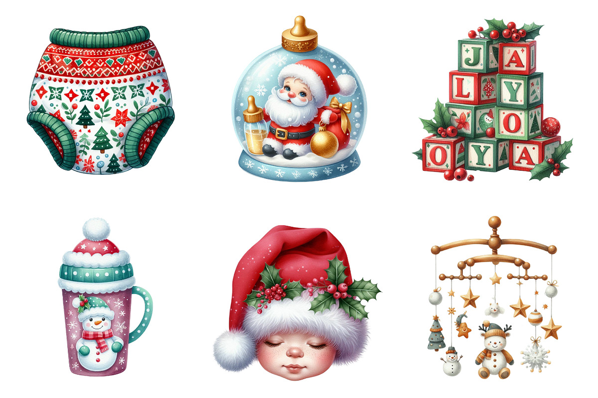Christmas Babyshower Cliparts Bundle, an Illustration by SinaCreation (Photo 5 of 7)