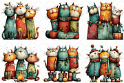 Whimsical Christmas Cats Clipart, an Illustration by Black Bird Studio (Thumbnail 3 of 6)