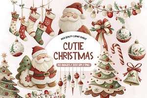 Cutie Christmas Watercolor Clipart, an Illustration by TatiMockup