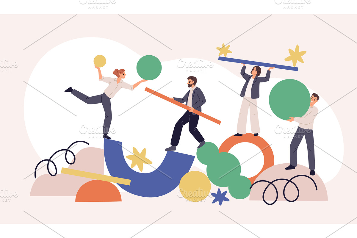 Team abstract geometric shapes, a Person Illustration by YummyBuum