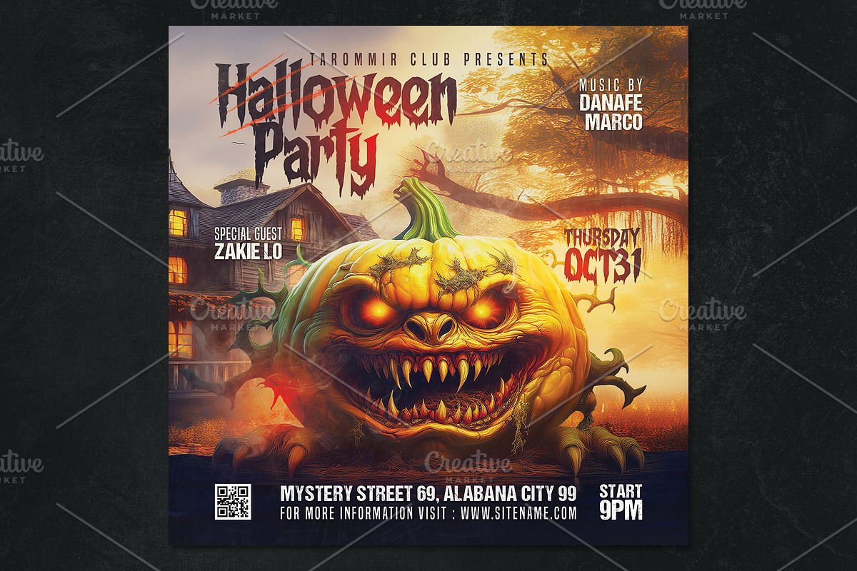 2 Halloween Flyer Template, a Flyer Template by Tarommir (Photo 2 of 7)