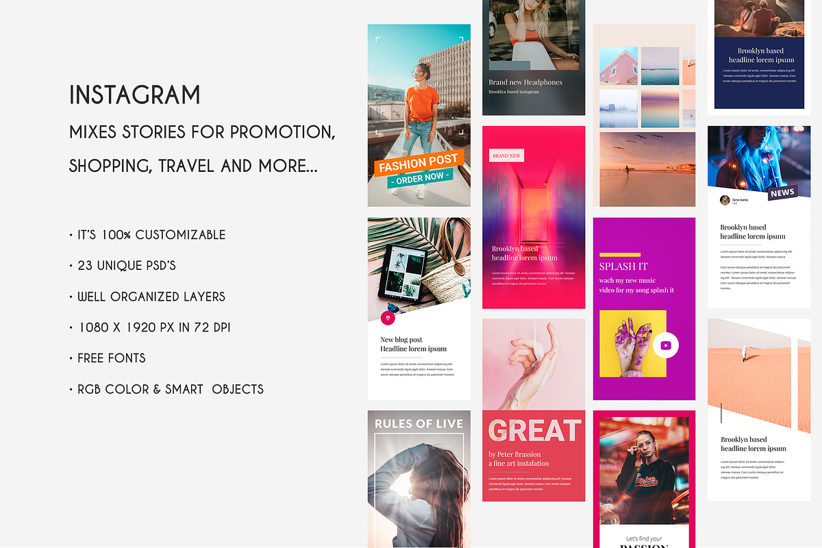 Instagram stories template mix, a Social Media Template by khoai_tây (Photo 2 of 5)