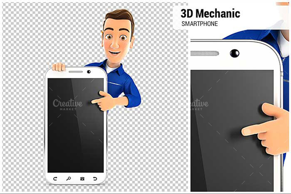 3D Mechanic Blank Smartphone, a Person Illustration by 3DMask