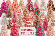 Pink Christmas Tree Clipart Bundle., an Illustration by SVGArt (Thumbnail 1 of 8)