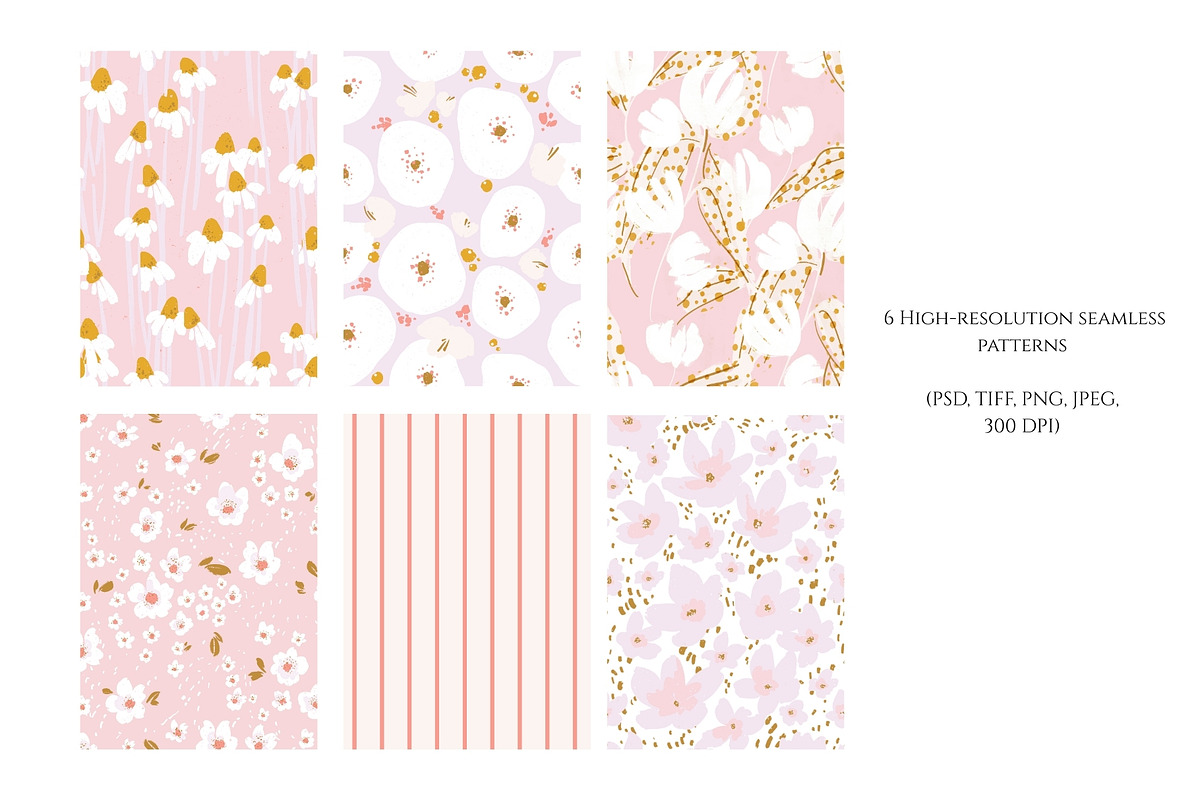 Soft Blossom Floral Patterns, a Pattern Graphic by PaperJamLab (Photo 3 of 13)