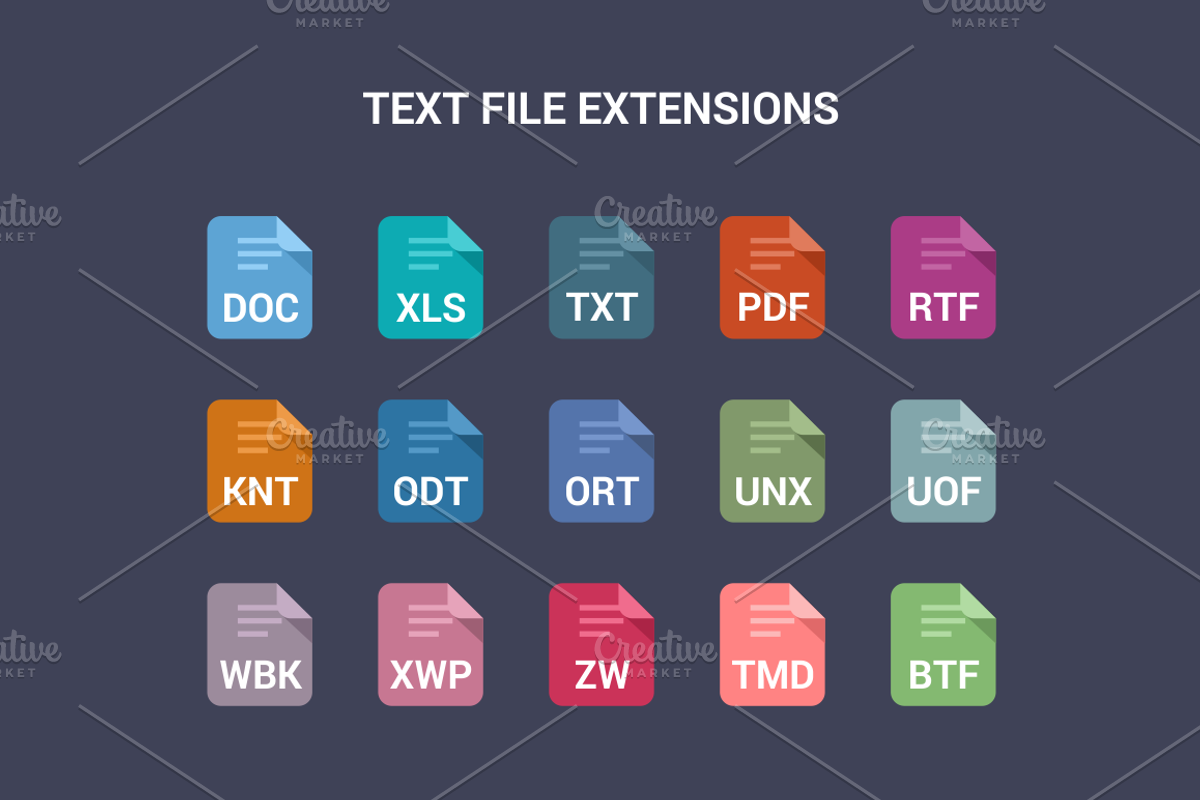 90 File Type Colored Flat Icons Set, an Icon by karetniy