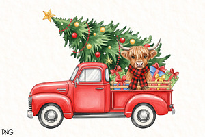 Christmas Highland Cow PNG, an Illustration by Black Bird Studio
