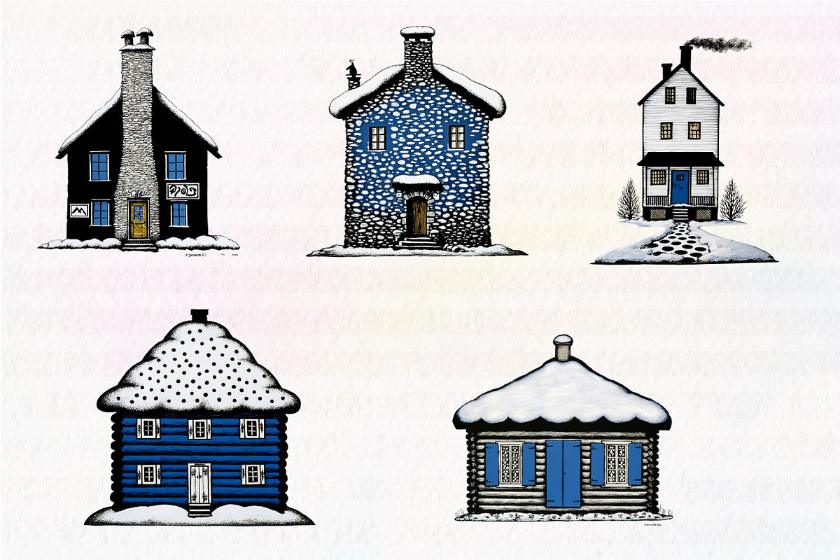 Winter Cottage PNG Bundle, an Illustration by CreationArt (Photo 2 of 4)
