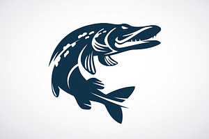 Pike Jumping Vector Illustration