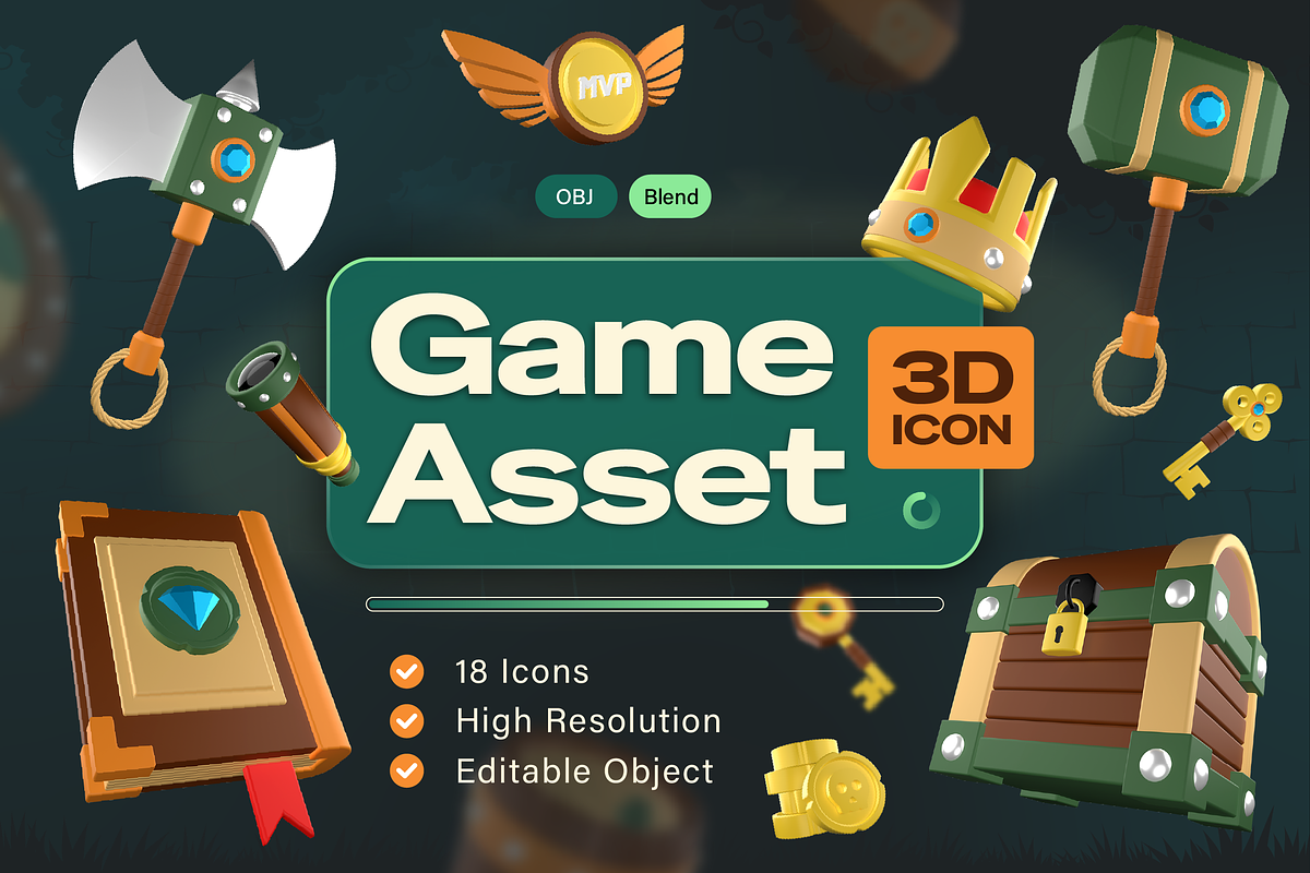 Game Asset 3D Icon, an Object 3D Model by Burntilldead (Photo 1 of 7)