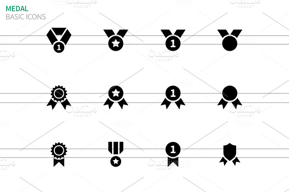 Award And Medal Icons On White