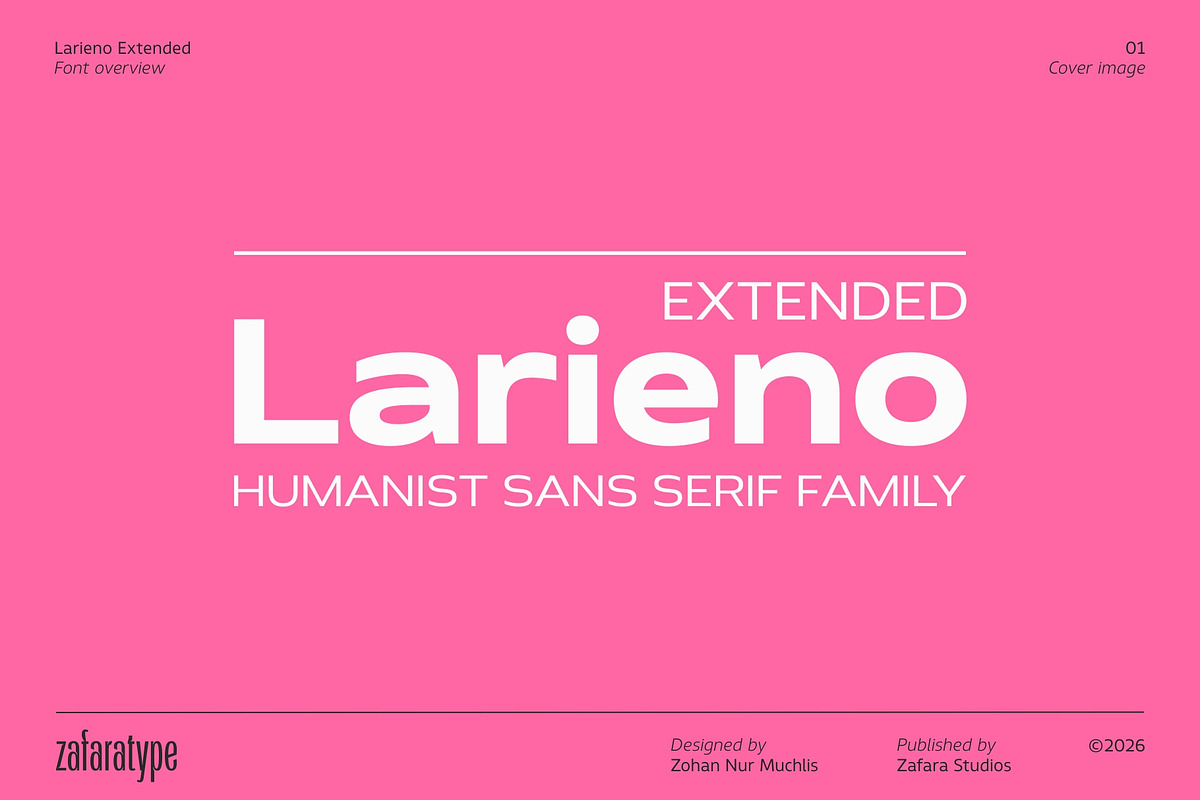 Larieno Extended, a Sans Serif Font by Zafara Studios (Photo 1 of 12)