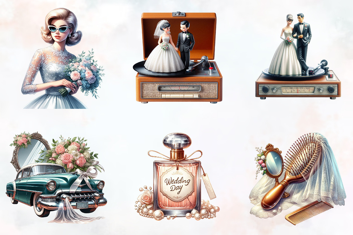 Retro Wedding Day Clipart, an Illustration by RobertsArt (Photo 4 of 7)
