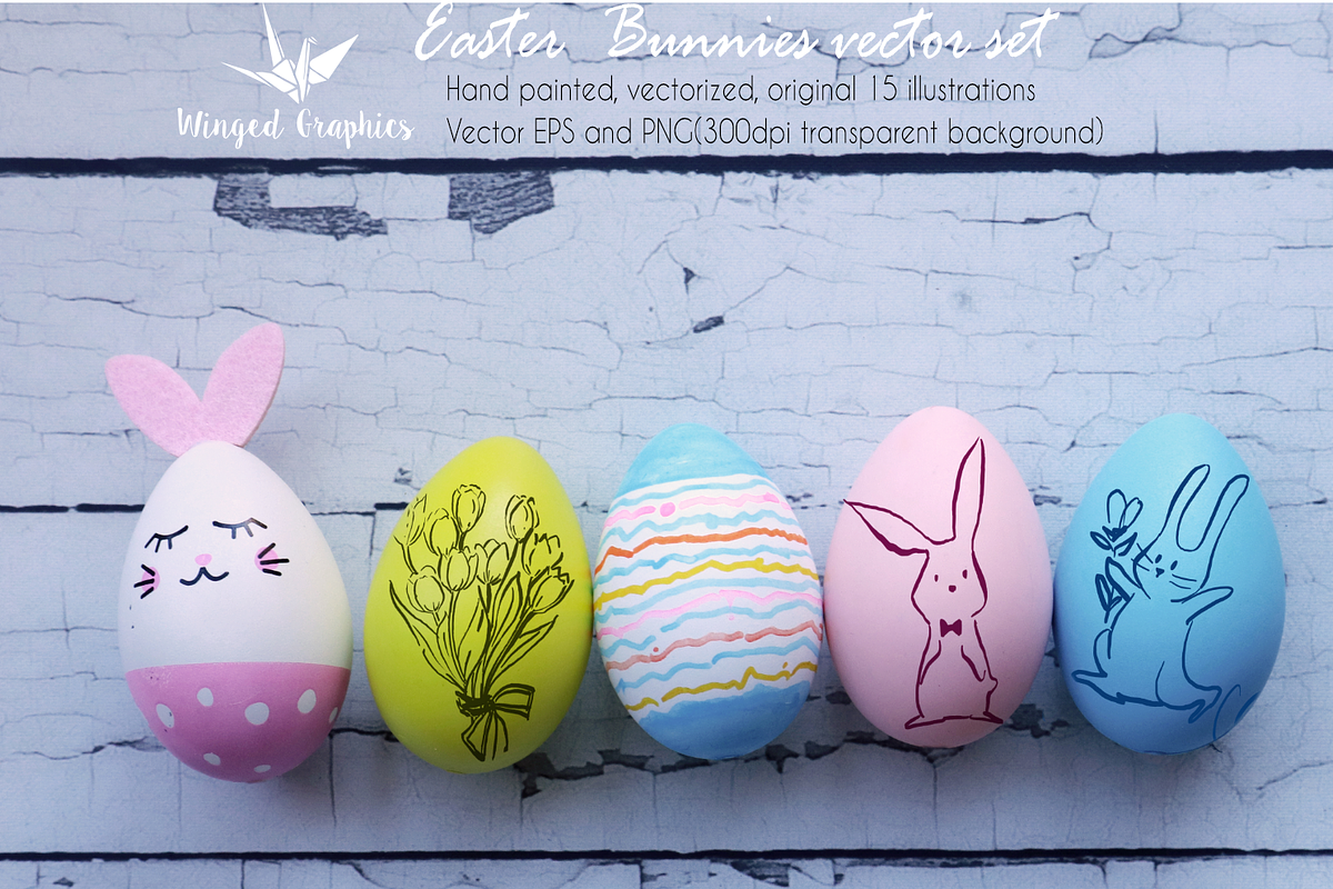 Easter bunnies : vector ink drawings, an Animal Illustration by Winged Graphics (Photo 4 of 4)