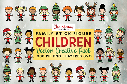 Children Stick Figure Vector