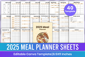 2025 Meal Planner Sheets Canva Kdp