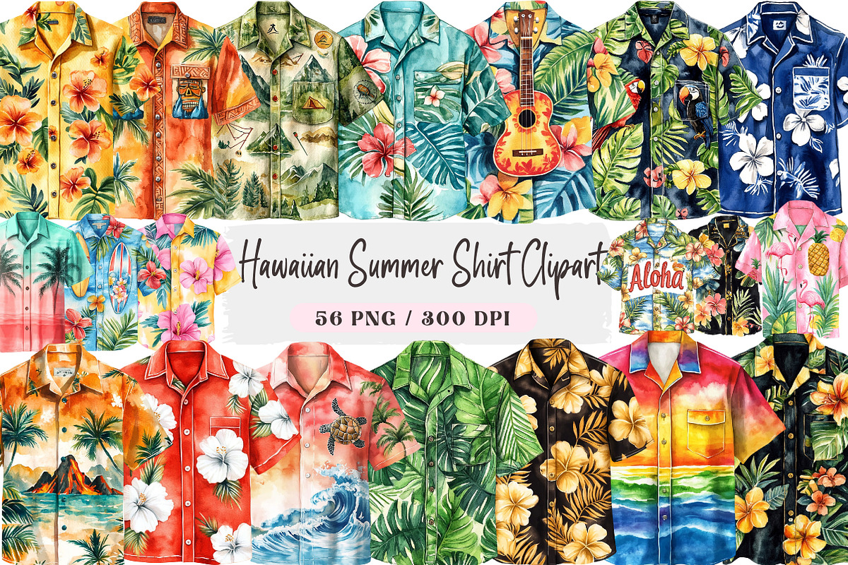 Hawaiian Summer Shirt Clipart, a Seasonal Illustration by DreamArtGraphic (Photo 1 of 4)