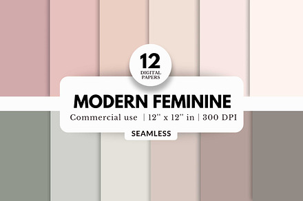12 Modern Feminine Digital Papers