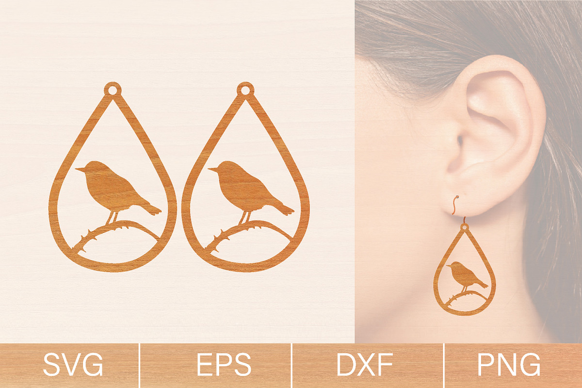 Bird Earrings Laser Cut SVG Bundle, an Object Graphic by jannatulpakhi (Photo 6 of 8)