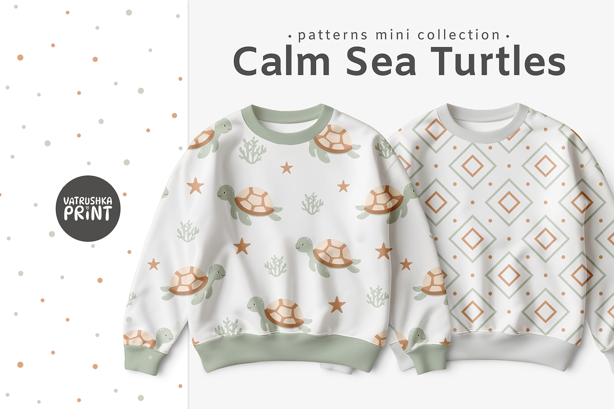 Seamless patterns in sea style, a Pattern Graphic by vatrushkaprint_store (Photo 1 of 5)