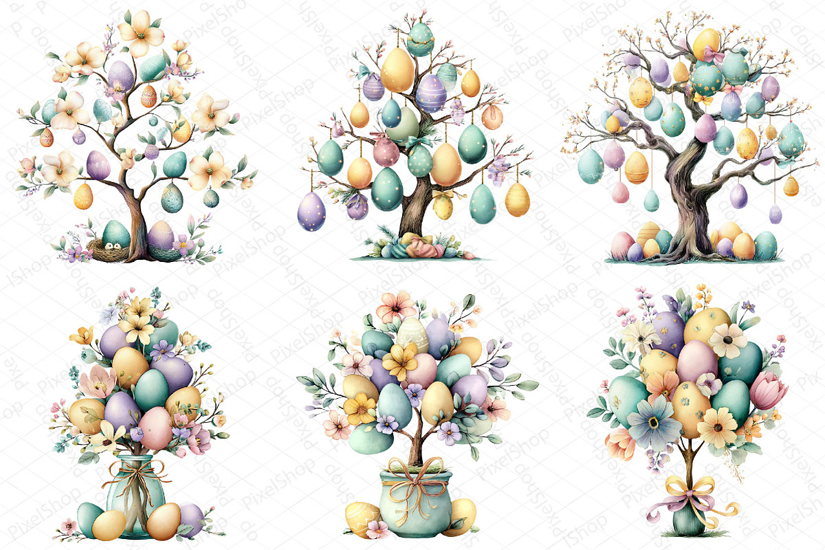 Easter Tree Clipart PNG Bundle, an Illustration by DreamPrint404 (Photo 3 of 6)