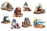 Tourist camping, watercolor clipart, a Person Illustration by AkvarelRiver (Thumbnail 5 of 8)