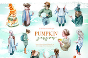 Watercolor Pumpkin Season Clipart, a Seasonal Illustration by ArtCreationsDesign (Thumbnail 19 of 22)