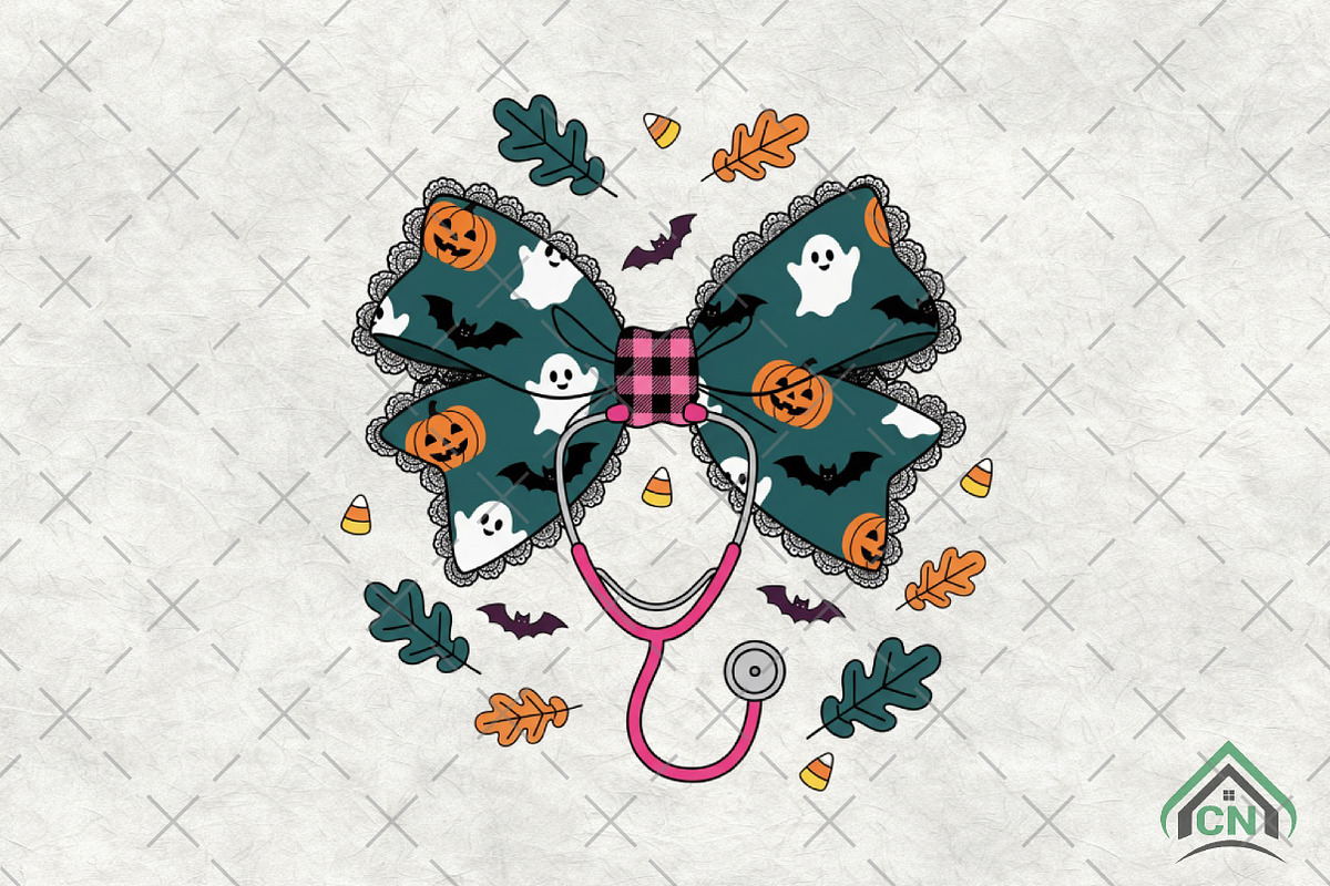 Coquette Preppy Halloween Nurse Bow, an Illustration by Craft Nest (Photo 1 of 6)