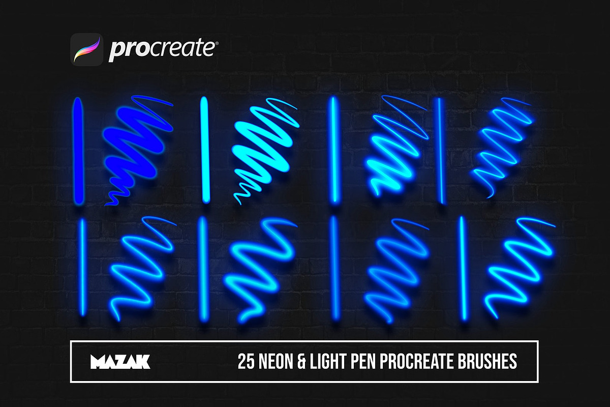 Procreate Neon / Light Pen brushes, a Brush Add-On by Endete & Mazak brushes (Photo 3 of 4)