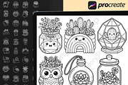 150 Terrarium Procreate Stamps, a Brush Add-On by DrawingStoryShop (Thumbnail 5 of 6)