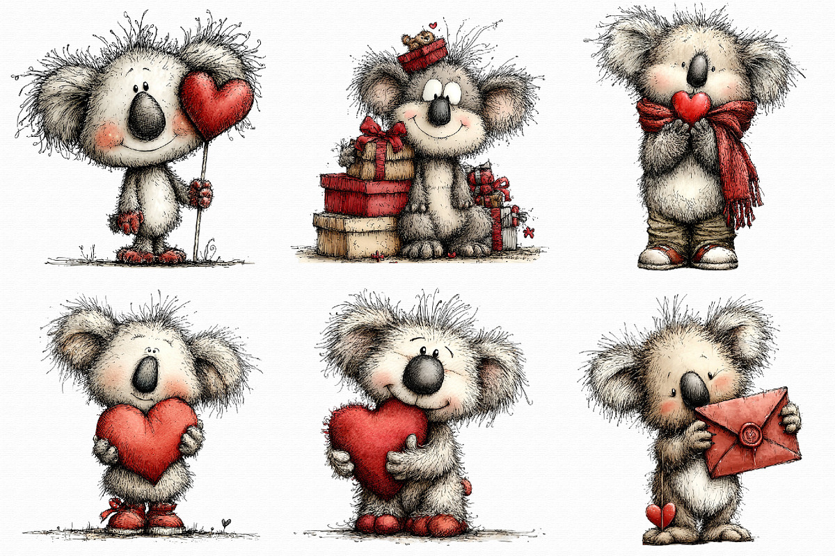 Whimsical Valentine Koala Clipart, an Illustration by Libby Wishes (Photo 5 of 7)