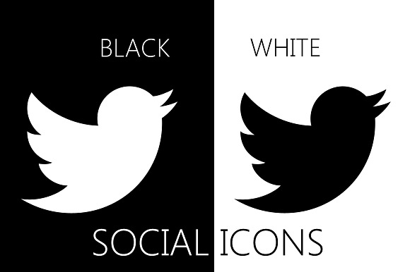 30 Social Icons -black and white preview 3