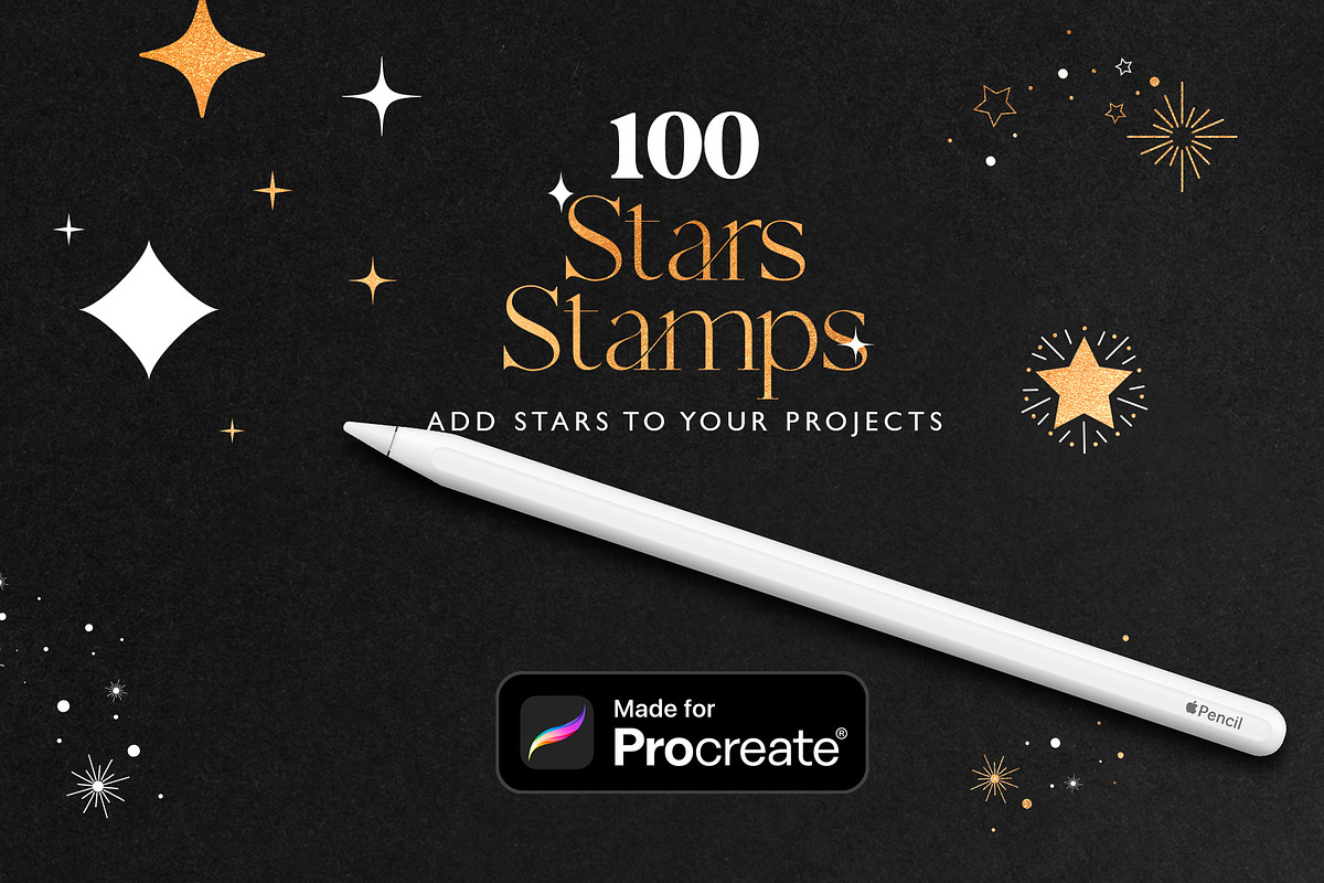 100 Procreate Stars Stamps, a Brush Add-On by RadekBroz (Photo 7 of 7)