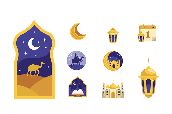 Hijri Calendar Illustration Set preview 2