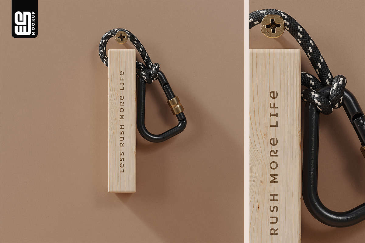 Wooden Keychain with Rope Mockup, an Advertising Mockup by SD Mockup (Photo 3 of 4)