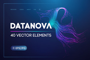 Datanova – Blue Data Flow Elements, a Technology Illustration by RDShop