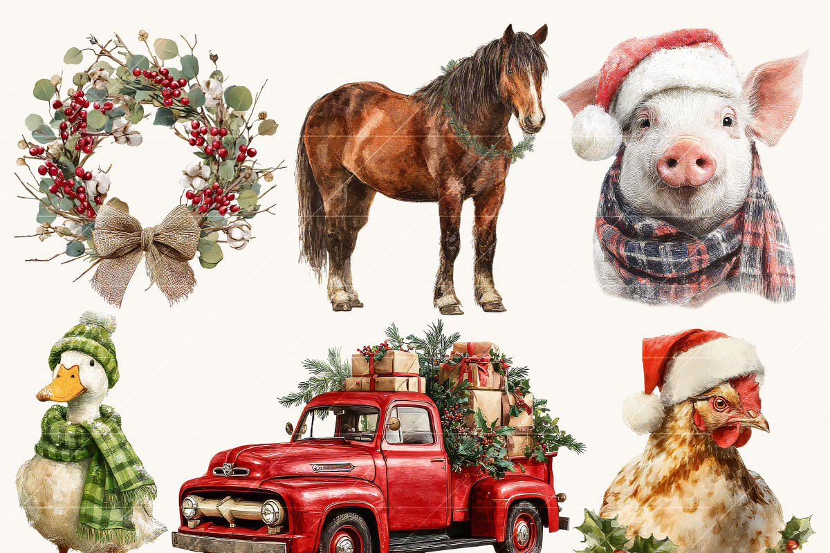 Cozy Barn Christmas Clipart Bundle, a Seasonal Illustration by Design Scotch (Photo 2 of 8)