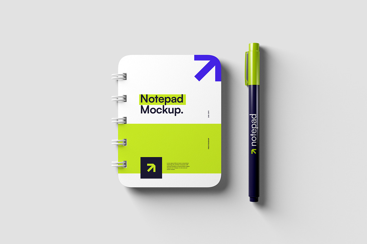 Notepad and Pen Mockups, a Books & Magazine Mockup by artimasa (Photo 2 of 6)