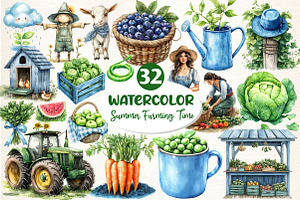 Summer Farming Time Clipart, an Illustration by Dream Creation