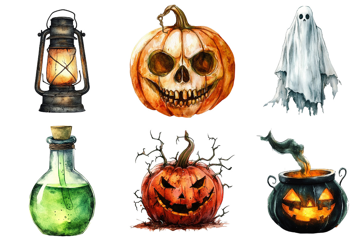 Vintage Creepy Halloween Clipart, an Illustration by Daily.Designs (Photo 3 of 5)