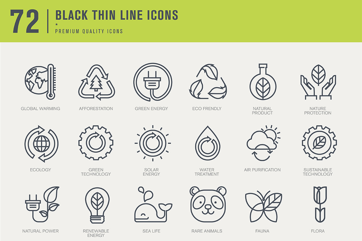 Green Technology icons, an Outline Icon by PureSolution (Photo 2 of 4)