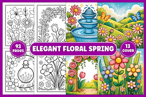 Elegant Floral Spring Coloring Pages, a Decorative Illustration by Coco Bloom