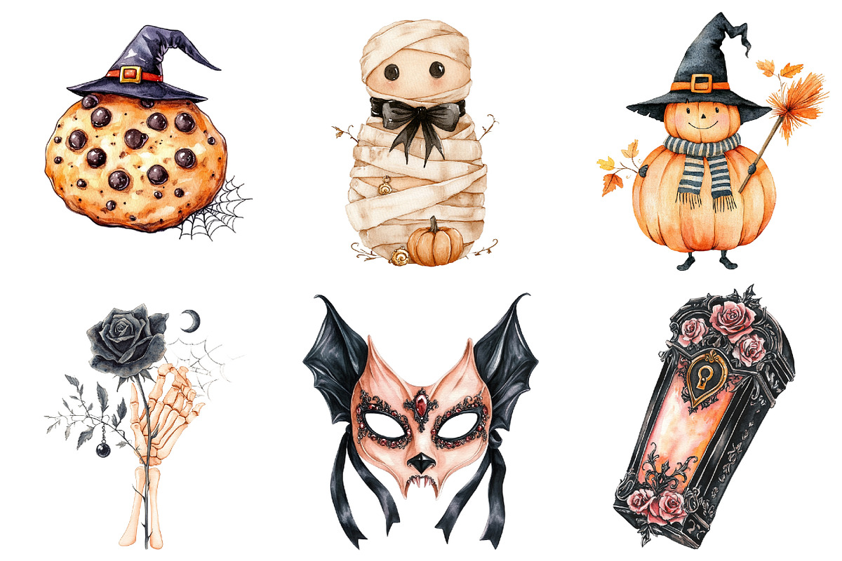 Peach Colored Halloween Clipart, a Seasonal Illustration by CitraGraphics (Photo 2 of 6)