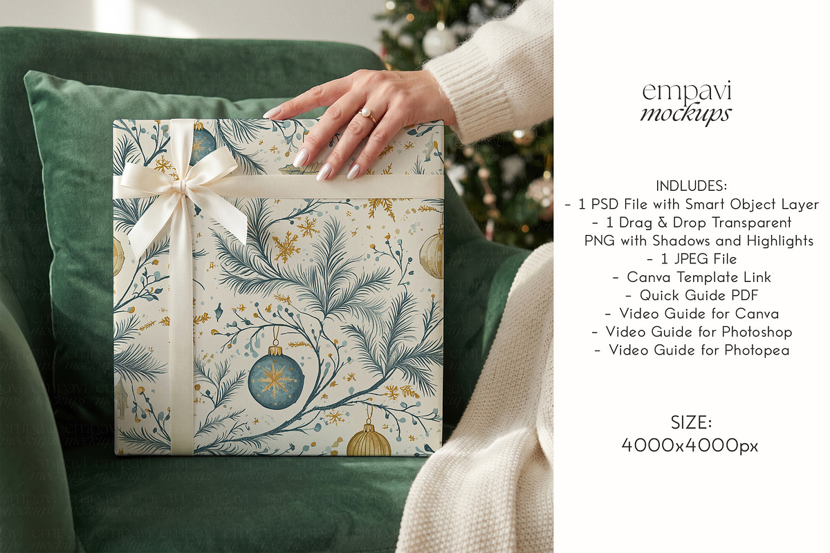 Christmas Wrapping Paper Mockup, a Packaging Mockup by EmpaviMockups (Photo 4 of 6)