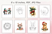 50 Christmas Coloring Pages Bundle, a Seasonal Illustration by Daffodil Dream Studio (Thumbnail 2 of 8)