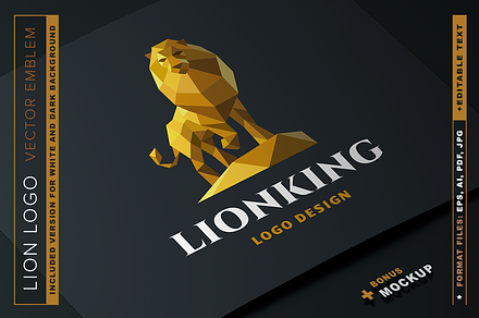 Polygonal Golden Lion logo